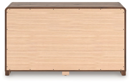 Fortlorn Walnut Brown King Panel Bed, Dresser and Nightstand by Ashley at Eve Furniture