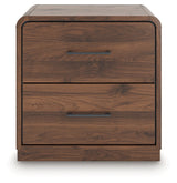 Fortlorn Walnut Brown King Panel Bed, Dresser and Nightstand by Ashley at Eve Furniture
