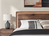 Fortlorn Walnut Brown King Panel Bed, Dresser and Nightstand by Ashley at Eve Furniture