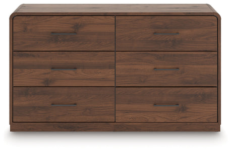 Fortlorn Walnut Brown King Panel Bed, Dresser and Nightstand by Ashley at Eve Furniture