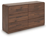 Fortlorn Walnut Brown King Panel Bed, Dresser and Nightstand by Ashley at Eve Furniture