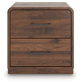 Fortlorn Walnut Brown Queen Panel Bed, Dresser, Mirror and Nightstand by Ashley at Eve Furniture