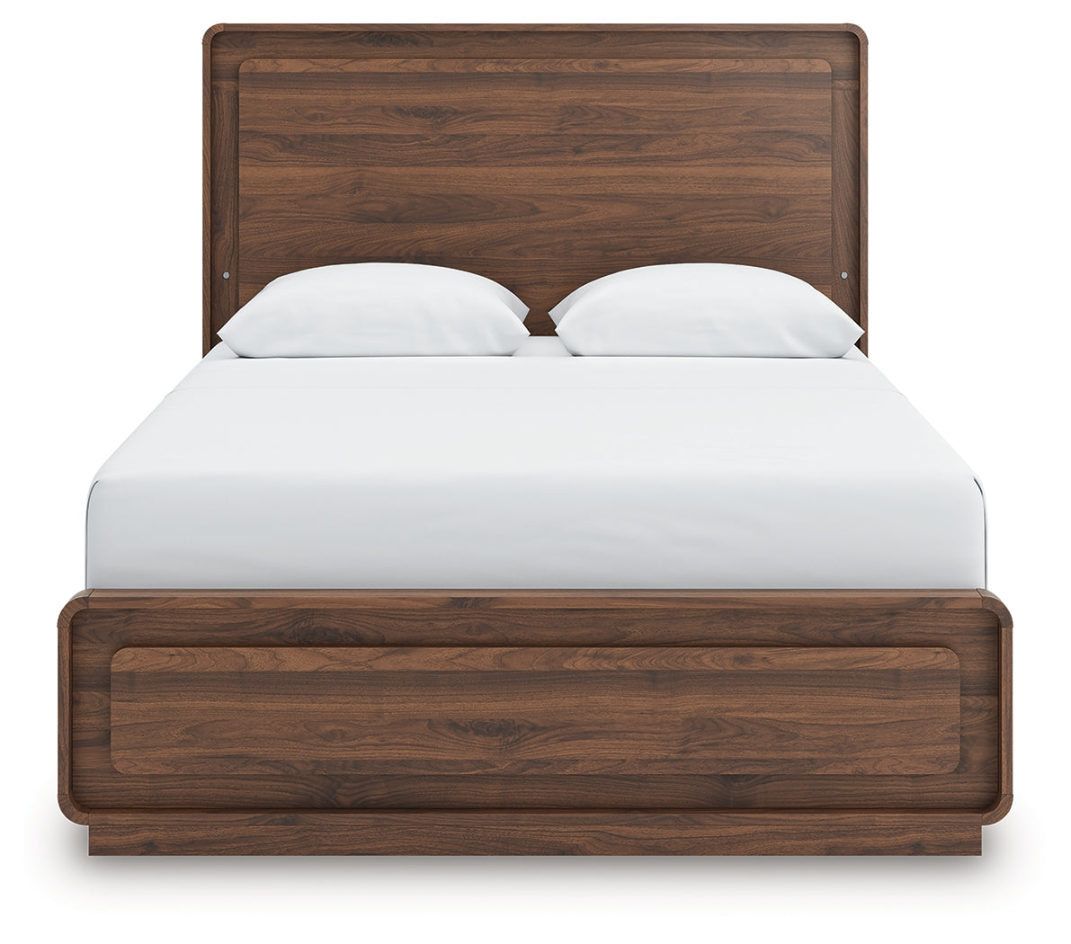 Fortlorn Walnut Brown Queen Panel Bed, Dresser, Mirror and Nightstand by Ashley at Eve Furniture