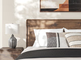 Fortlorn Walnut Brown Queen Panel Bed, Dresser, Mirror and Nightstand by Ashley at Eve Furniture
