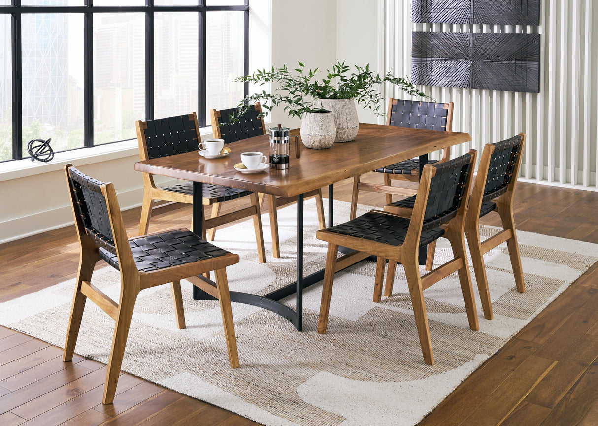 Fortmaine Brown/Black Dining Table and 6 Chairs by Ashley at Eve Furniture