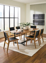 Fortmaine Brown/Black Dining Table and 6 Chairs by Ashley at Eve Furniture