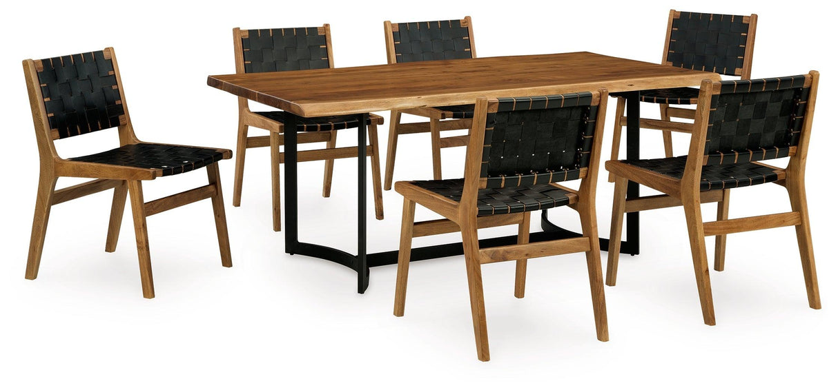 Fortmaine Brown/Black Dining Table and 6 Chairs by Ashley at Eve Furniture