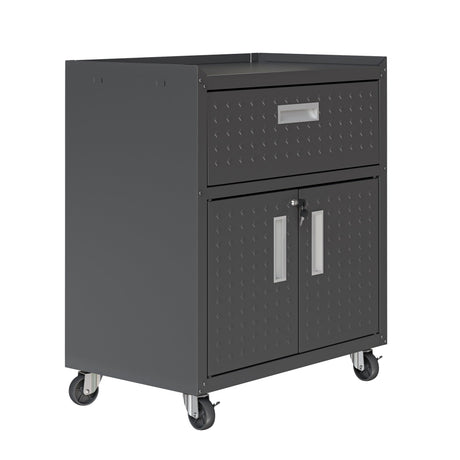 Fortress 31.5" Mobile Garage Cabinet with Drawer and Shelves in Charcoal Grey by Manhattan Comfort at Eve Furniture