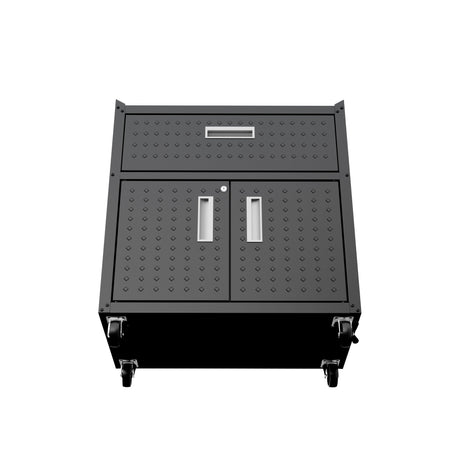 Fortress 31.5" Mobile Garage Cabinet with Drawer and Shelves in Charcoal Grey by Manhattan Comfort at Eve Furniture