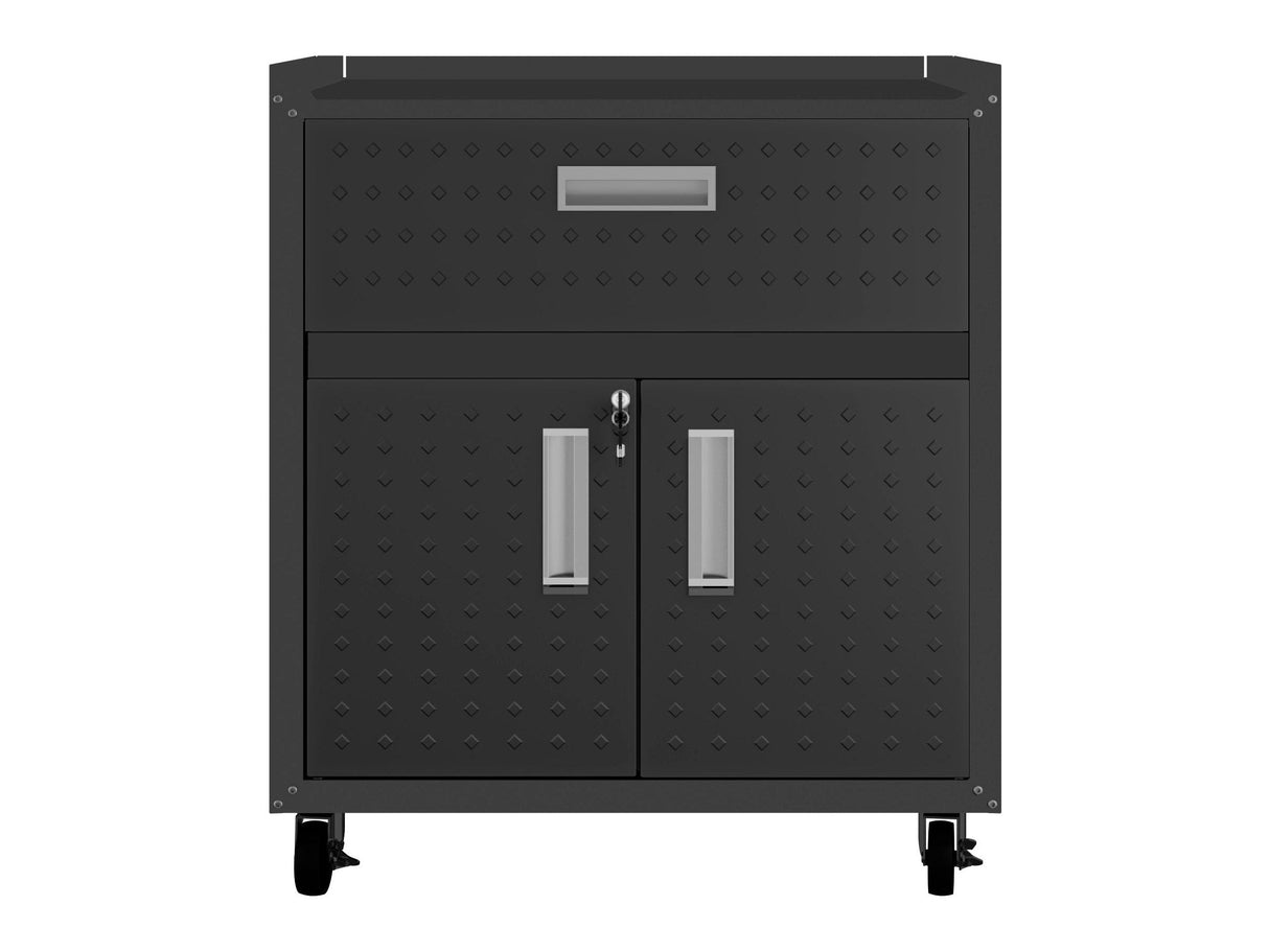 Fortress 31.5" Mobile Garage Cabinet with Drawer and Shelves in Charcoal Grey by Manhattan Comfort at Eve Furniture