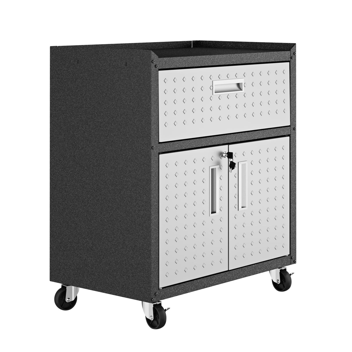 Fortress 31.5" Mobile Garage Cabinet with Drawer and Shelves in Grey by Manhattan Comfort at Eve Furniture
