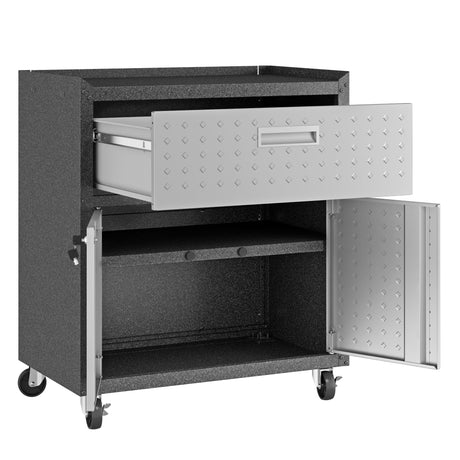 Fortress 31.5" Mobile Garage Cabinet with Drawer and Shelves in Grey by Manhattan Comfort at Eve Furniture