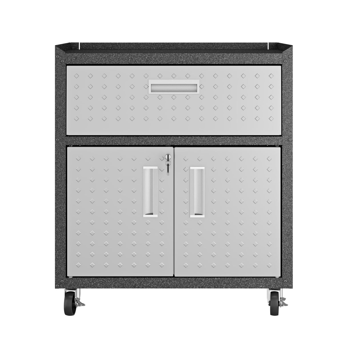 Fortress 31.5" Mobile Garage Cabinet with Drawer and Shelves in Grey by Manhattan Comfort at Eve Furniture