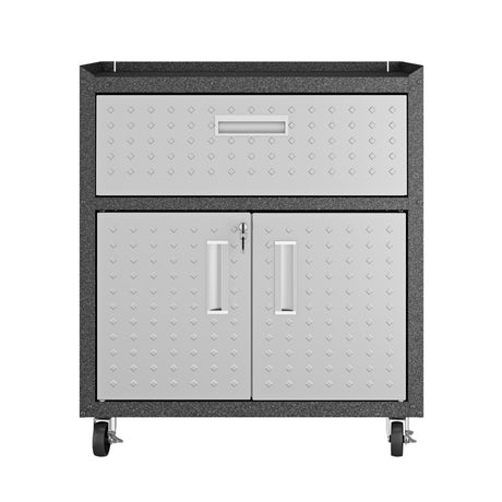 Fortress 31.5" Mobile Garage Cabinet with Drawer and Shelves in Grey by Manhattan Comfort at Eve Furniture