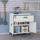 Fortress 31.5" Mobile Garage Cabinet with Drawer and Shelves in White by Manhattan Comfort at Eve Furniture