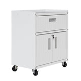 Fortress 31.5" Mobile Garage Cabinet with Drawer and Shelves in White by Manhattan Comfort at Eve Furniture
