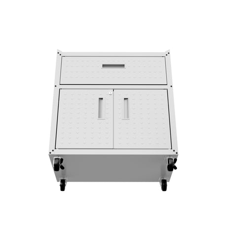Fortress 31.5" Mobile Garage Cabinet with Drawer and Shelves in White by Manhattan Comfort at Eve Furniture