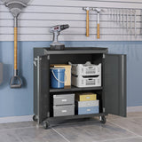 Fortress 31.5" Mobile Garage Cabinet with Shelves in Charcoal Grey by Manhattan Comfort at Eve Furniture