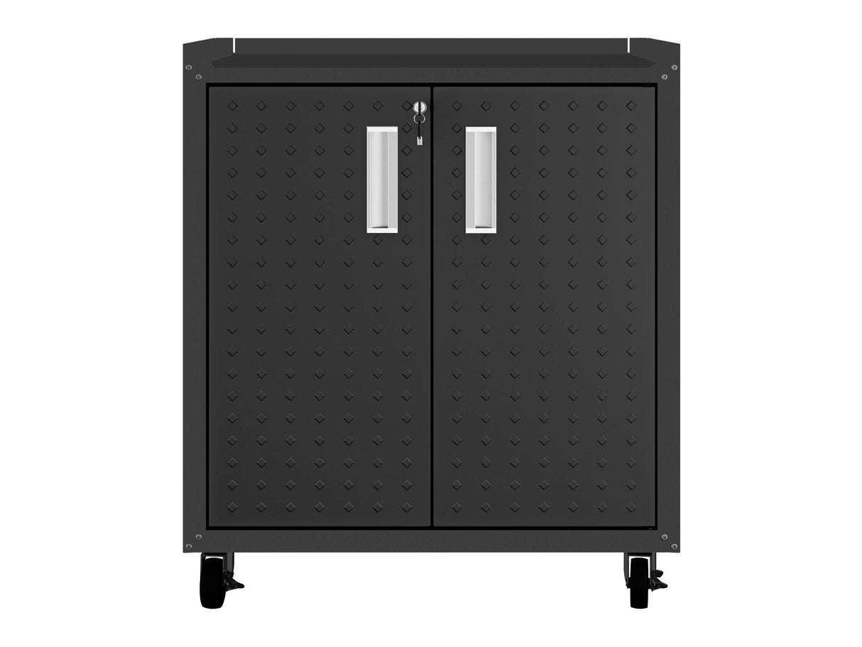 Fortress 31.5" Mobile Garage Cabinet with Shelves in Charcoal Grey by Manhattan Comfort at Eve Furniture