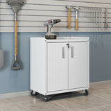 Fortress 31.5" Mobile Garage Cabinet with Shelves in White by Manhattan Comfort at Eve Furniture