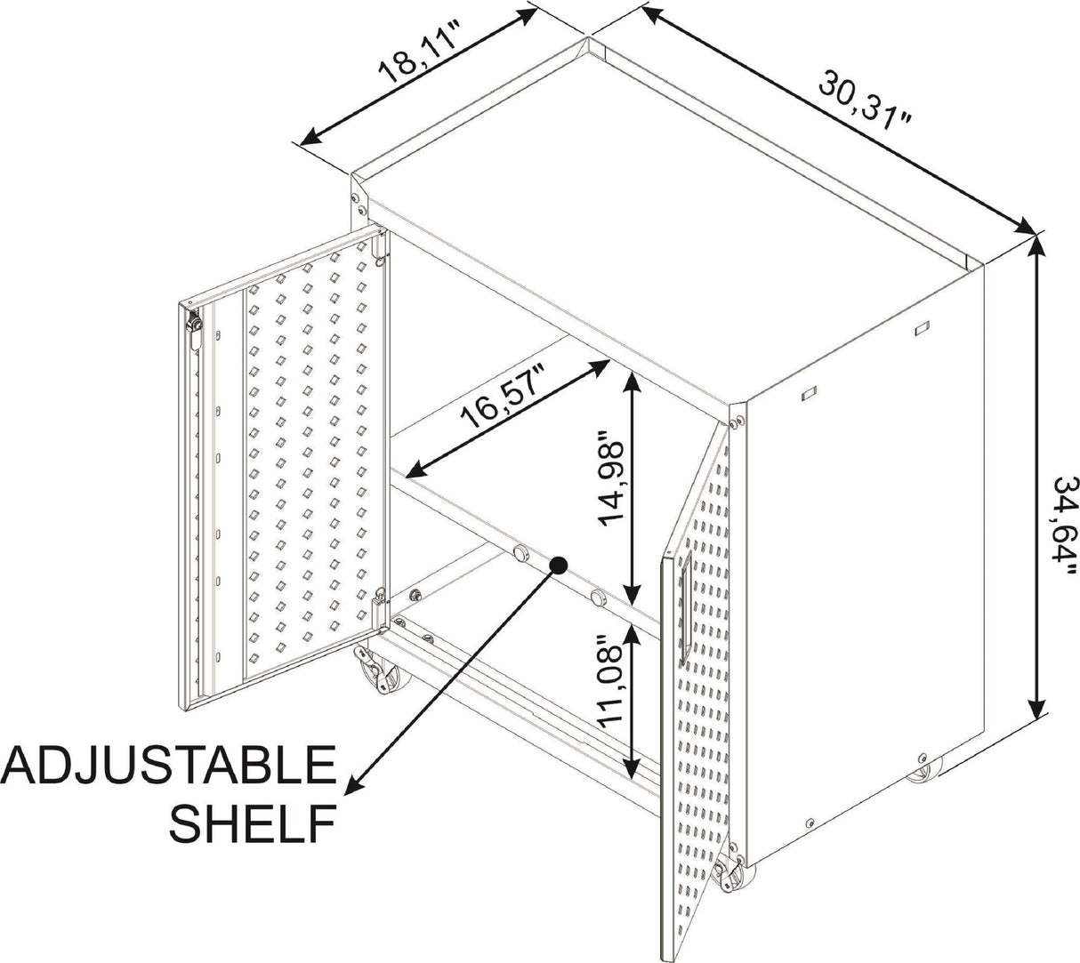 Fortress 31.5" Mobile Garage Cabinet with Shelves in White by Manhattan Comfort at Eve Furniture