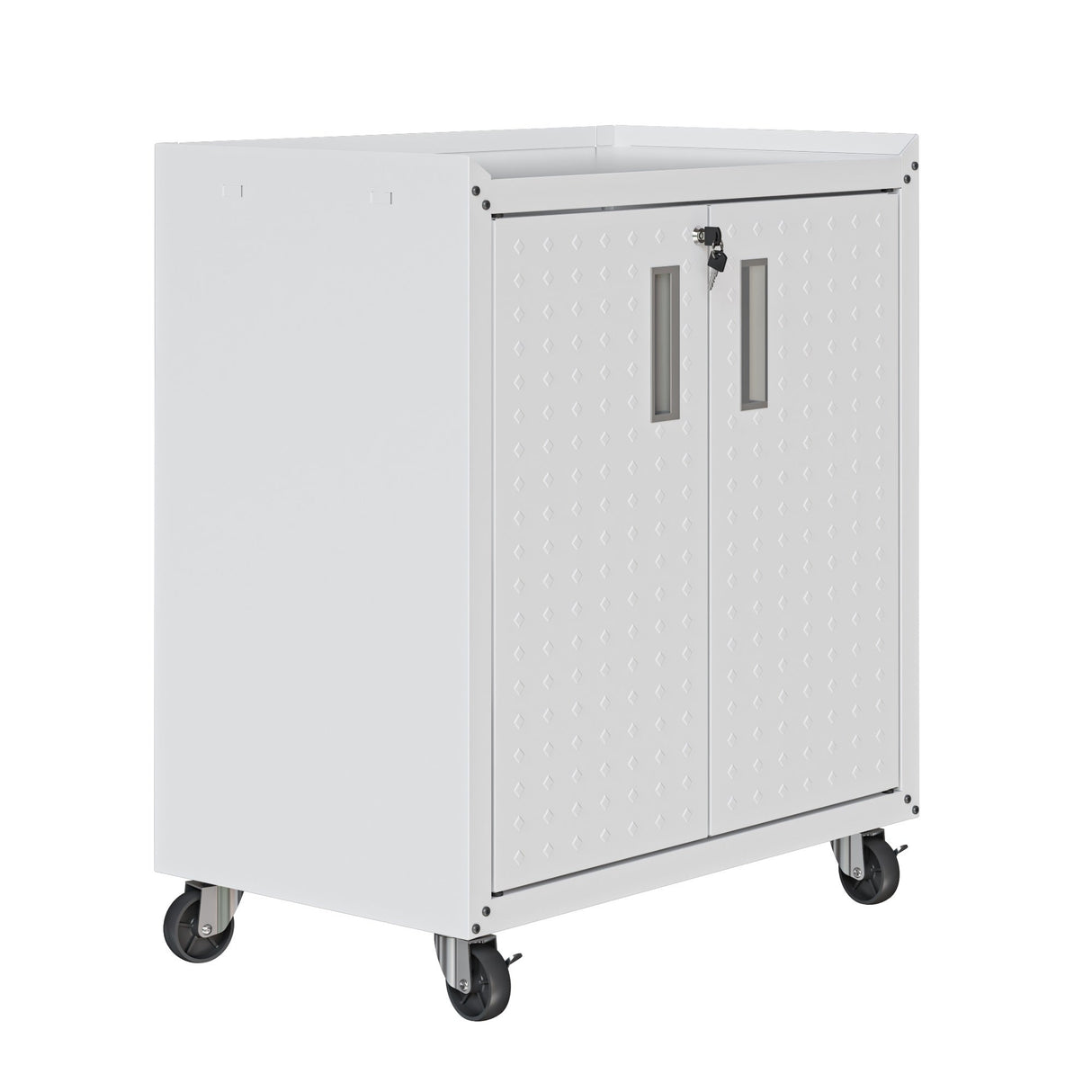 Fortress 31.5" Mobile Garage Cabinet with Shelves in White by Manhattan Comfort at Eve Furniture