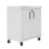 Fortress 31.5" Mobile Garage Cabinet with Shelves in White by Manhattan Comfort at Eve Furniture