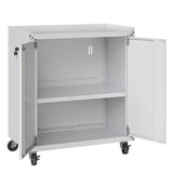 Fortress 31.5" Mobile Garage Cabinet with Shelves in White by Manhattan Comfort at Eve Furniture
