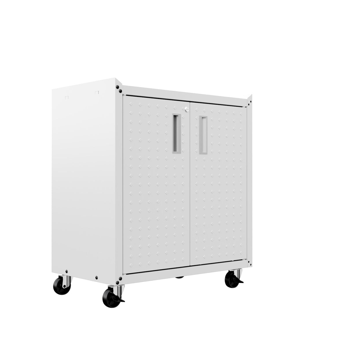 Fortress 31.5" Mobile Garage Cabinet with Shelves in White by Manhattan Comfort at Eve Furniture