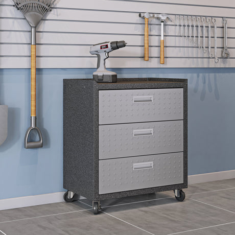 Fortress 31.5" Mobile Garage Chest with Drawers in Grey by Manhattan Comfort at Eve Furniture