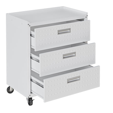 Fortress 31.5" Mobile Garage Chest with Drawers in White by Manhattan Comfort at Eve Furniture