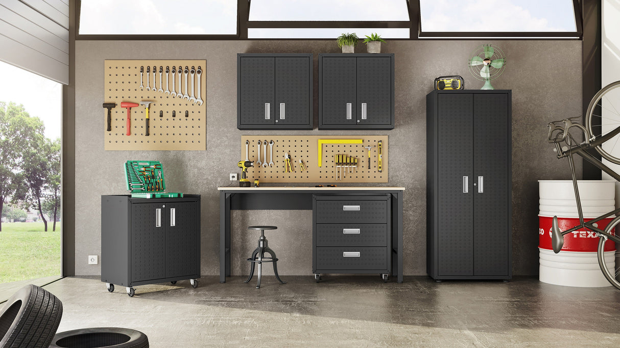 Fortress 6-Piece Garage Set in Charcoal Grey by Manhattan Comfort at Eve Furniture