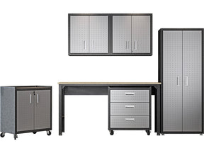 Fortress 6-Piece Garage Set in Grey by Manhattan Comfort at Eve Furniture