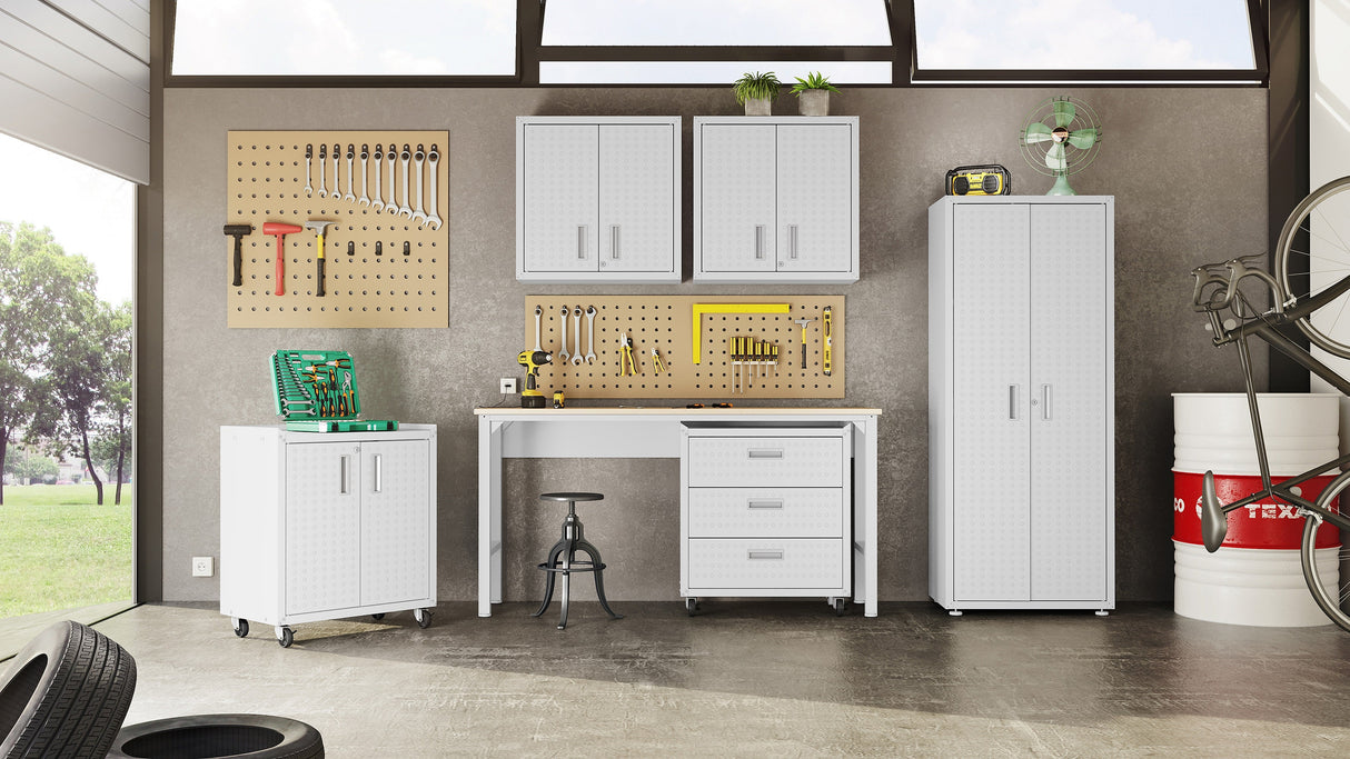 Fortress 6-Piece Garage Set in White by Manhattan Comfort at Eve Furniture
