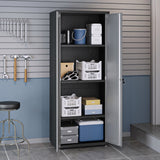 Fortress 74.8" Tall Garage Cabinet in Grey by Manhattan Comfort at Eve Furniture