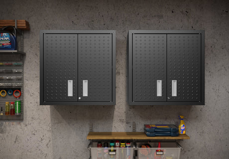 Fortress Floating Garage Cabinet in Charcoal Grey (set of 2) by Manhattan Comfort at Eve Furniture