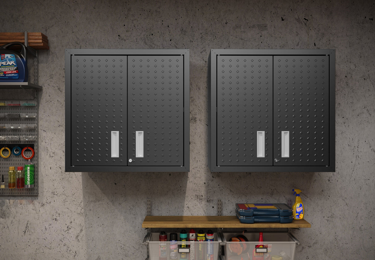 Fortress Floating Garage Cabinet in Charcoal Grey (set of 2) by Manhattan Comfort at Eve Furniture