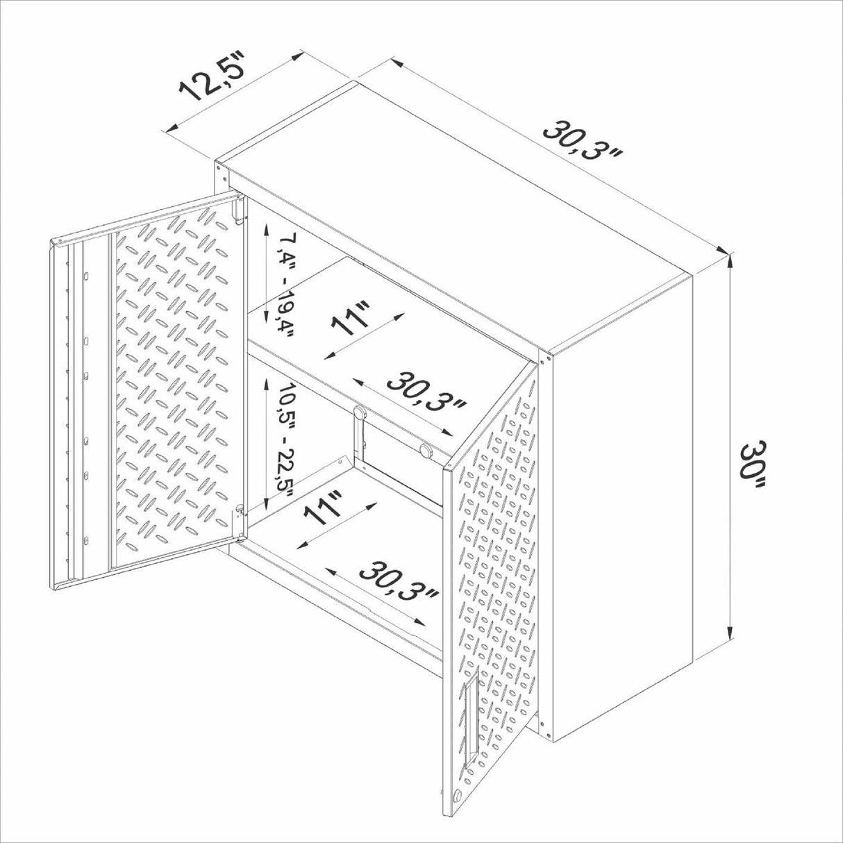 Fortress Floating Garage Cabinet in Grey by Manhattan Comfort at Eve Furniture