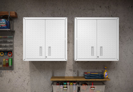 Fortress Floating Garage Cabinet in White (set of 2) by Manhattan Comfort at Eve Furniture