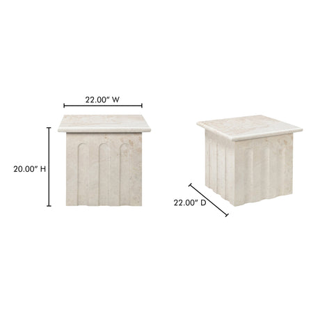 Forum Cream Beige Marble Side Table by MOES at Eve Furniture
