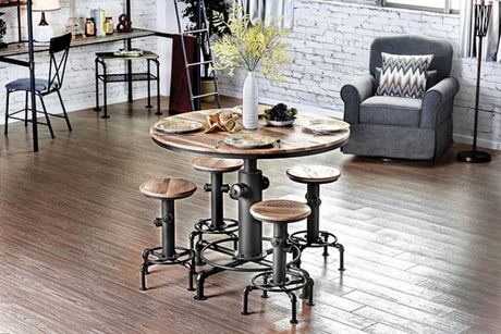 Foskey Antique Black/Natural Tone 5-Piece Counter Height Table Set by Furniture of America at Eve Furniture