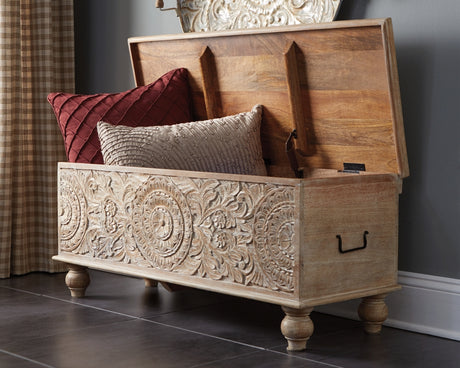 Fossil Ridge Beige Storage Bench by Ashley at Eve Furniture