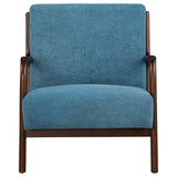 Foster Peacock Blue Upholstered Wood Frame Accent Chair by Coaster - Eve Furniture