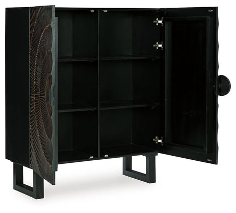 Fosterman Distressed Black Accent Cabinet by Ashley at Eve Furniture