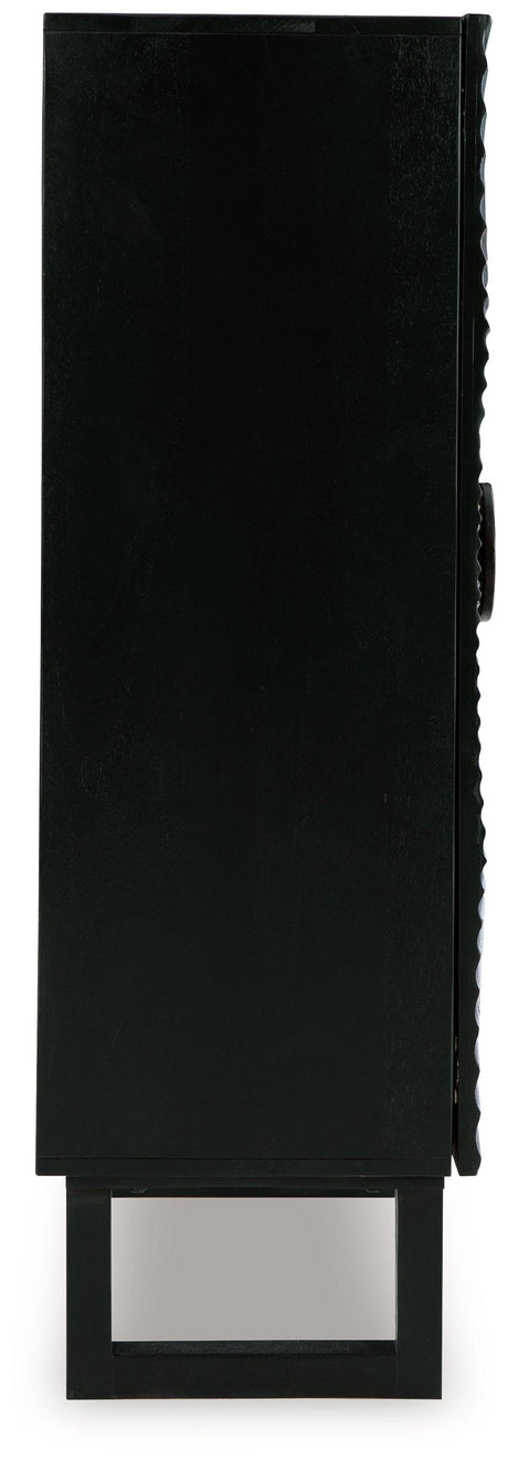 Fosterman Distressed Black Accent Cabinet by Ashley at Eve Furniture