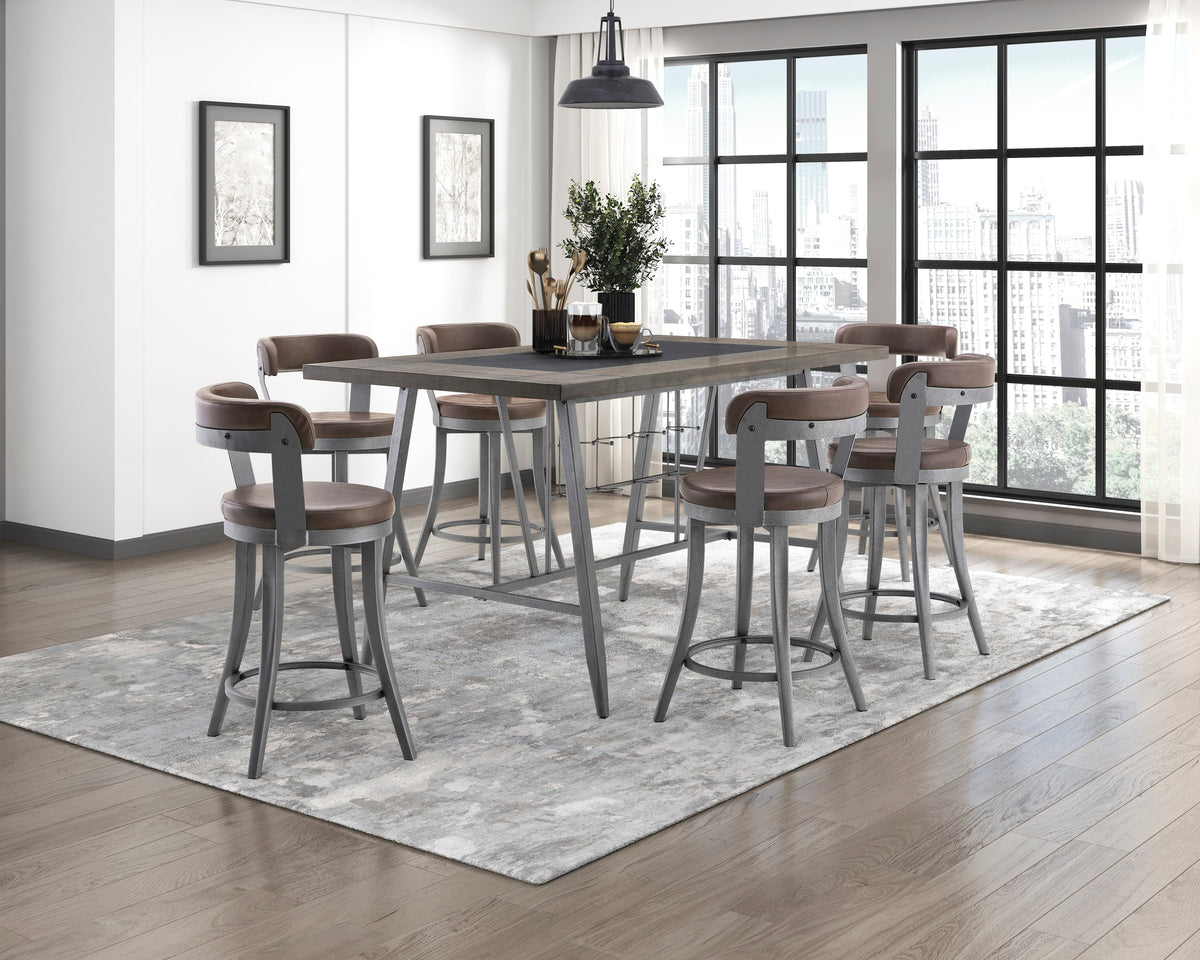 Foundry Brown/Gunmetal Counter Height Table with Wine Rack by Homelegance at Eve Furniture