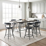 Foundry Gunmetal/Black Faux Leather Swivel Counter Height Chair, Set of 2 by Homelegance at Eve Furniture