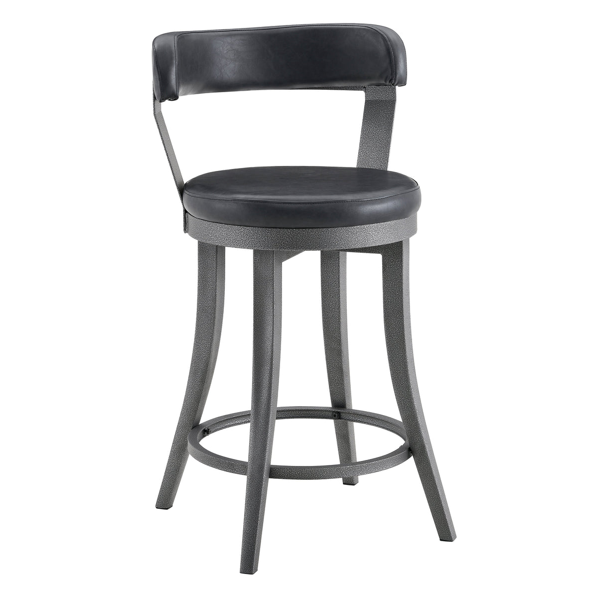 Foundry Gunmetal/Black Faux Leather Swivel Counter Height Chair, Set of 2 by Homelegance at Eve Furniture