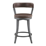Foundry Gunmetal/Light Brown Faux Leather Swivel Counter Height Chair, Set of 2 by Homelegance at Eve Furniture