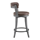 Foundry Gunmetal/Light Brown Faux Leather Swivel Counter Height Chair, Set of 2 by Homelegance at Eve Furniture